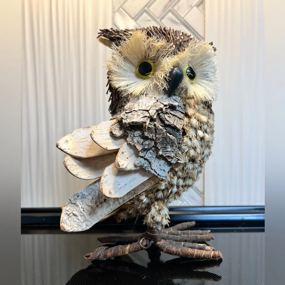 Hand Crafted Wooden Owls decor bundle